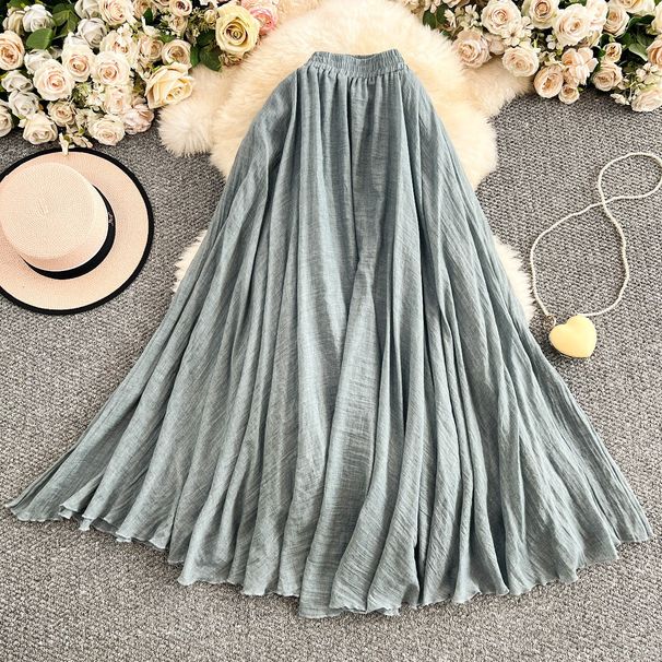 White Yamamoto Style Long Skirt for Women High-Waisted Slimming Flowing Full Skirt Versatile Petite Summer New Style 2025_ecoleips.com