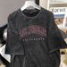 Trendy Cotton Washed Letter Slim Fit Versatile Slimming European And American Style Printed Korean Version T-Shirt_ecoleips.com