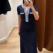 Women's Clothing Denim Splicing Dress Simple Waist Hip Long Skirt_ecoleips.com