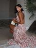 Summer Fashion Printed Dress Backless Multi Layered Hem V Neck Elegant Classy Women's Straps Export Style_ecoleips.com