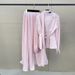 Elegant Pink Two-Piece Set For Women, Beaded Top With Flowy Pleated Maxi Skirt, Waist-Defining Outfit_ecoleips.com