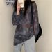 Women's Loose Fitting Tie Dye Long Sleeve T-Shirt Korean Style Semi Sheer Mesh Top Stylish Sun Protection Base Layer Thin 2024_ecoleips.com