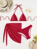 Women’s Clothing Small Floral Lace Three Piece Sexy Bikini Split Swimsuit Swimsuit Women_ecoleips.com