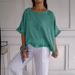 Women's Clothing Summer Short Sleeved Round Neck Cotton And Linen Solid Color Loose Version Shirt_ecoleips.com