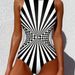 Women's Striped One Piece Swimsuit European American Style Sexy Beach Vacation Hot Spring Cross Border Trade 2026_ecoleips.com