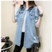 Women's Clothing Mid Length Slim Denim Shirt Women's Long Sleeved Shirt Base Cotton Denim Jacket With Large Size_ecoleips.com