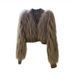 V-neck Fox Fur Short Coat New Versatile Fashion Coat_ecoleips.com
