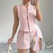 Summer Fashion Casual V Neck Set Women's Irregular Vest Shorts_ecoleips.com