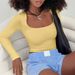 Women's Clothing Y2K Retro Long Sleeve Fitted Crop Top - Stretchy Soft Bodycon Tee For Women_ecoleips.com