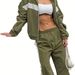 Women's European American Style Casual Color Block Sportswear Set Autumn Winter Commuter Two Piece Outfit_ecoleips.com
