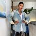 Women's Retro Distressed Washed Denim Jacket Light Blue Solid Workwear Style Patchwork Details Spring/Autumn_ecoleips.com