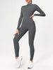 K Zipper Nude Long Sleeved Yoga Jumpsuit, High-strength Long Pants, Fitness Sports Tight Jumpsuit_ecoleips.com