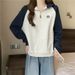Real Shot Of Foreign Trade Women's Spring Autumn Thin Sweatshirt With Contrasting Colors, Raglan Sleeves, Half-zip, And_ecoleips.com
