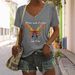 Whisper Words Of Wisdom Let It Be Butterfly Print European And American Casual V-neck Women's T-shirt_ecoleips.com