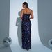European And American Women's New High End Wrapped Chest One Shoulder Hip Wrapped Sequined Banquet Fishtail Evening Dress_ecoleips.com