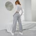 Voya 2026 Women's European And American Simple Straight-Leg Casual Pants Spring/Summer Pocket Design High-Waisted Exercise Fleece-Lined Long Pants_ecoleips.com