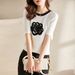 Women's Clothing Sweater For Women Summer New Style Camellia Three Dimensional Towel Embroidered Top Loose Short Sleeved T Shirt_ecoleips.com