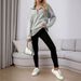 Voya Women's Casual Loose Sports Solid Color Simple Long Sleeved High Neck Pocket Hoodie_ecoleips.com