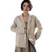 Linen Suit 2026 Spring New Fashionable And Elegant Commuting Single-Button Lapel Women's Office Jacket Solid Color Top_ecoleips.com