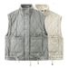 Aria Basics Autumn Winter New European American Style Casual Loose Diamond Pattern Plus Size Women's Gray Stand Collar Sleeveless_ecoleips.com