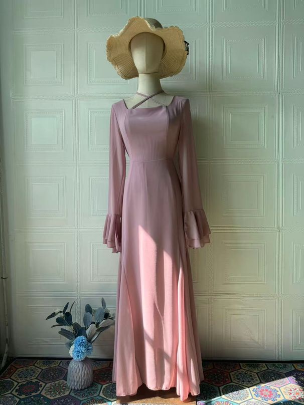 Women's Clothing Spring Celebrity Slim Temperament Long Sleeved Strappy Design Long Skirt Dress_ecoleips.com