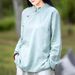 Cotton And Linen Vintage Stand-Up Collar Long-Sleeved Women's Spring And Autumn Chinese-Style Tea Dress, Button-Up Pullo_ecoleips.com