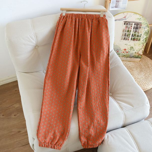 Cotton Long Pajamas Trouser For Women's Spring And Summer Comfortable Loose Large Size Printing Women's Home Pants_ecoleips.com