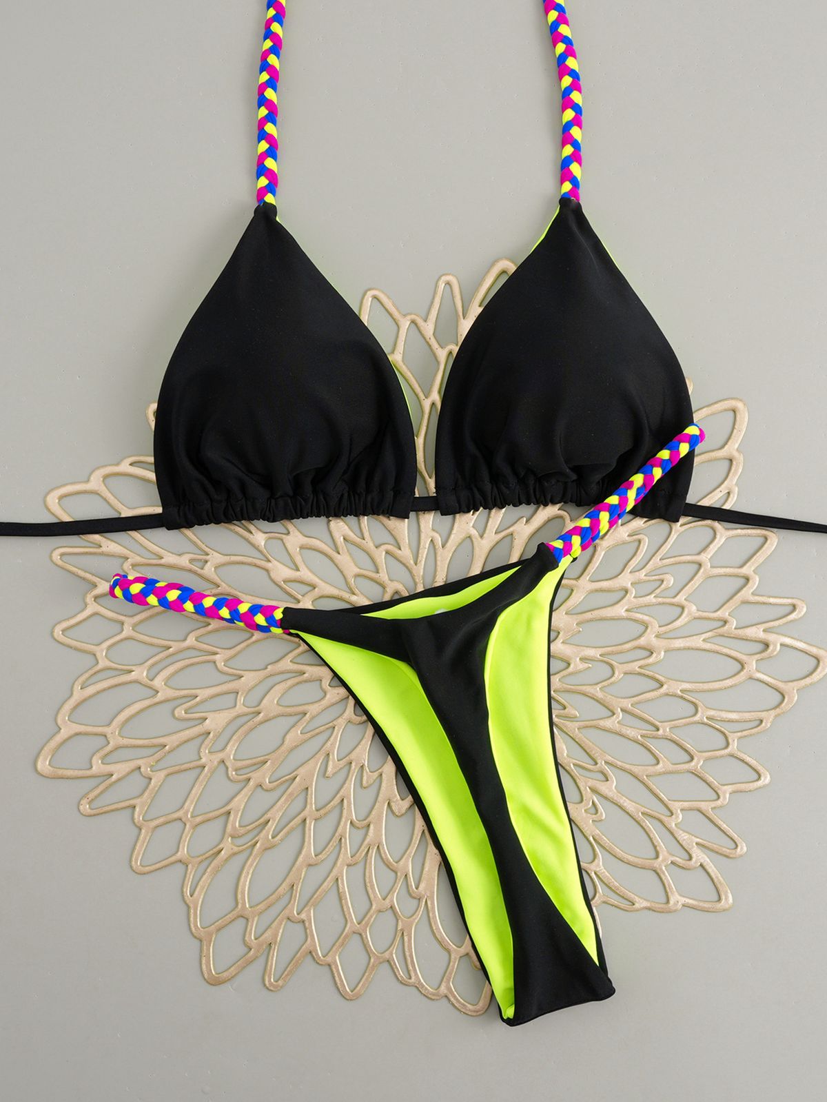 New Style Women's Leopard Print Bikini Three Piece Fitted Swimsuit Sexy Gathered Two Piece Swimwear_ecoleips.com