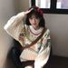 girl Feil Island Design Women, Autumn And Winter New Lazy Style, High-end Feel, Lantern Sleeve, Loose Mori Style Knitted_ecoleips.com