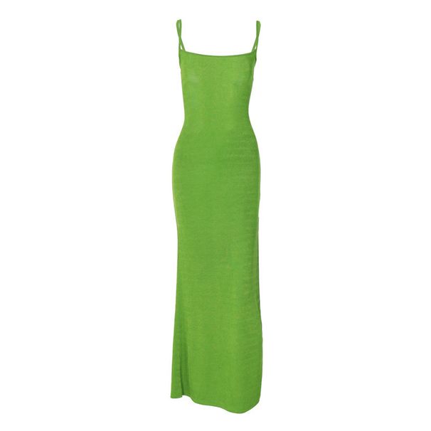 Women's Solid Color Off Shoulder Halter Back Lace Up Side Slit Bodycon Midi Dress – Elegant Summer Gown_ecoleips.com