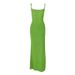 Women's Solid Color Off Shoulder Halter Back Lace Up Side Slit Bodycon Midi Dress – Elegant Summer Gown_ecoleips.com