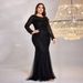 Elegant plus Size Women's Dress Long Sleeve round Neck Slim Fit Fishtail Skirt Bridesmaid Banquet Toast Evening Gown_ecoleips.com