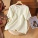 A Summer Short-Sleeved Top With Exquisite Embroidery, Loose Fit, Large Size, And A Stylish Retro Cotton-Linen Design; Fe_ecoleips.com