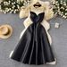 French Retro Hepburn Style Women's Halter Dress Elegant Slimming High Waist Design New Summer Fashion_ecoleips.com