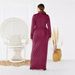 Arabian Autumn Conservative High-neck Long-sleeve Women's Dress, Fashionable Plus-size Simple Solid Color Dress For_ecoleips.com