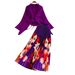 Women's Oversized Tie Waist Batwing Sleeve Pleated Top High Waist Print Skirt Set European American Style Loose Fit_ecoleips.com
