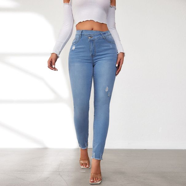 Women's Clothing Elastic High Waist Slimming Small Straight Pants_ecoleips.com