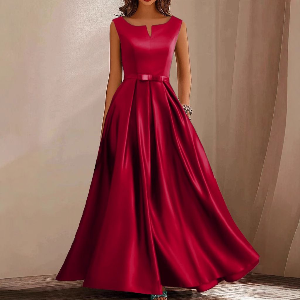 Women's Clothing Satin Large Skirt Evening Dress_ecoleips.com