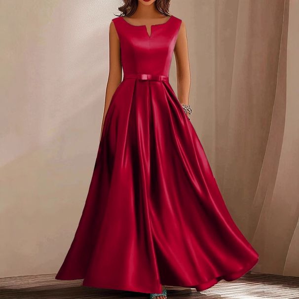 Women's Clothing Satin Large Skirt Evening Dress_ecoleips.com