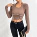 Voya Women's 2026 Autumn And Winter Slim Fit Knitted Long Sleeved Shirt With Exposed Stitching Hanging Neck T-shirt Fashion Top_ecoleips.com