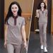 Women's Clothing Women's Stylish High-End Patchwork Sports Suit Set Summer Casual Collared Two Piece Set For Petite Figures Running_ecoleips.com