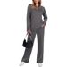 Autumn Casual Long-Sleeved Drawstring Plain Color Commuting Pants Fashion Set For Women_ecoleips.com