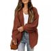 Women's Chunky Knit Cardigan With Lantern Sleeves & Pockets - Oversized V-Neck Open Front Sweater Coat For Fall Winter_ecoleips.com