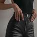 K New Women's PU Zipper Hip Lifting And Slimming Front Zipper Tight Leather Pants Long Pants_ecoleips.com
