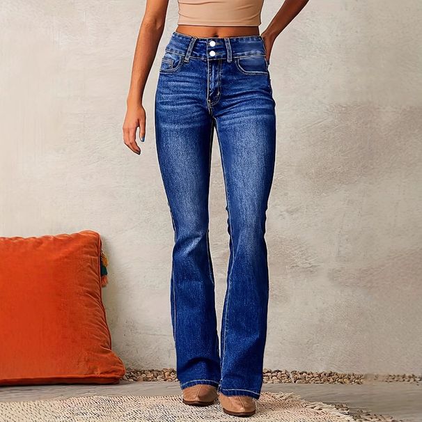 2025 Spring European And American Cross-Border New Retro Stretch Jeans Women's Washed Flared Long Pants_ecoleips.com