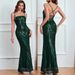 Sexy Sequin Backless Slit Dress - Long Sleeveless Strappy Party Dress For Women_ecoleips.com