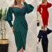 Women's Fashionable Off-Shoulder Slim Fit Dress Autumn Winter New Style Lantern Sleeve Irregular Design Cross Border_ecoleips.com