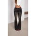 Women's Clothing Low Rise Flared Pants Sun Buckle Frayed Hem Flattering Straight Leg Cut Denim Clothing_ecoleips.com