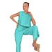 Fashionable Cotton And Linen Women's Set For Autumn And Summer: Shoulder-Padded Sleeveless Top With Long Pants, Two-Piec_ecoleips.com