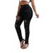 Women's Clothing Fashion Denim Small Feet Ripped Long Sexy High Waist Black Jeans_ecoleips.com
